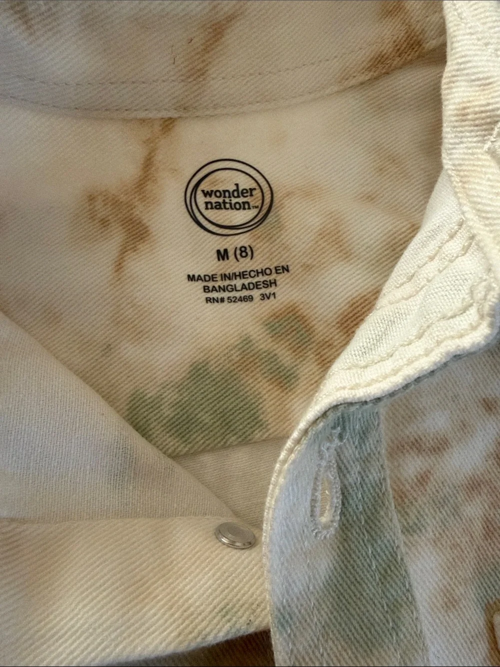 wonder nation Beige, Tan & Green Tie-Dye Button Down Shirt